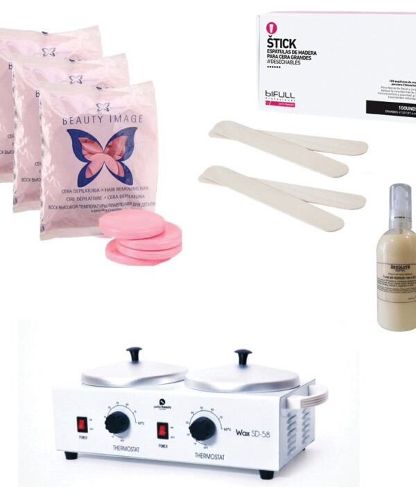 Kit Depilação Panela + Cera + Creme + Espatulas