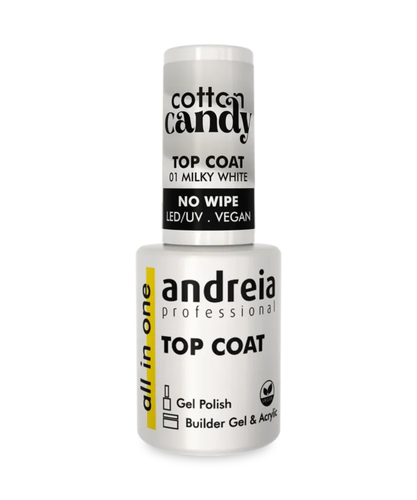 Top Coat Cotton Candy 01 Milky White All in One Andreia 10,5ml
