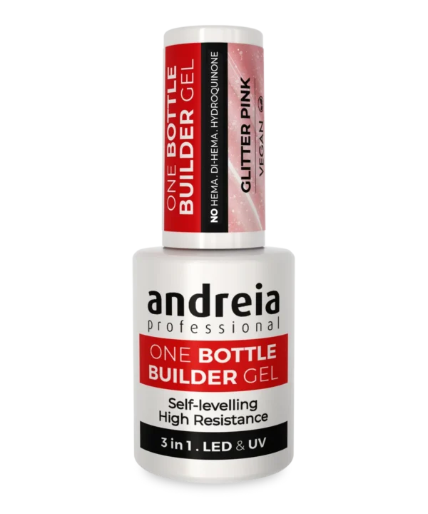 Gel 3 em 1 Glitter Pink One Bottle Builder Gel Andreia 14ml